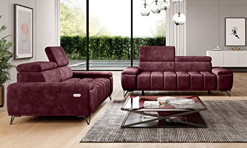 All4All Sofagarnitur 3+2 Polstergarnitur Wohnzimmerset 2-sitzer 3-sitzer Gesteppt Industriell Relaxfunktion 11 (2-sitzer mit Sitztiefverstellung)