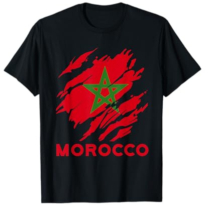 Marokko Flagge Vintage Stil Retro Marokko Fußball Mor T-Shirt