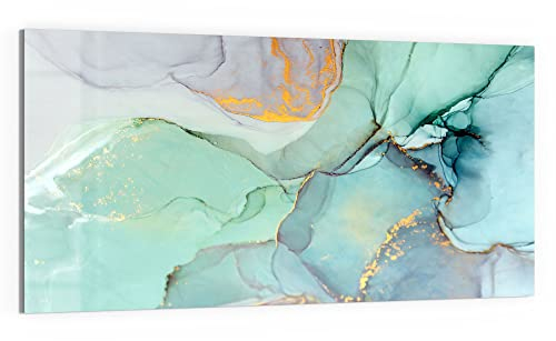 DEQORI Glas-Magnettafel | 100x50 cm groß | Motiv Zerlaufene Wasserfarbe | Memo-Board aus Glas | Magnetboard inkl. Magnete, Stift & Tuch für Küche & Büro | Tafel magnetisch & beschreibbar
