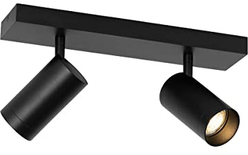 Qazqa Verstellbarer Deckenstrahler, Deckenspot - Jeana Luxe - Schwarz, max. 10W, Geeignet für LED, 32cm, 2-flammig, Ideal als Küche lampe und Wohnzimmerlampe