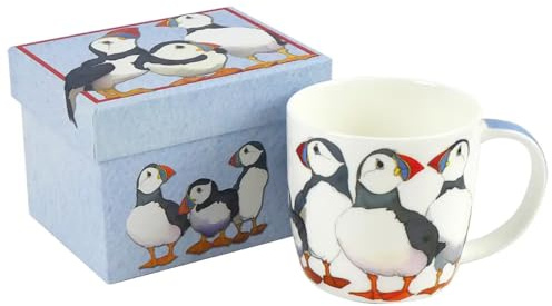 emma ball Puffins Bone China Mug with Gift Box