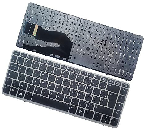 Clavier d'ordinateur Portable Compatible avec HP EiteBook 840 G1 850 G1 850 G2 Disposition française Pas de rétro - éclairage Stickers sans pointeur (Cadre en Argent)