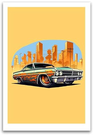 Hot Rod San Andreas Auto-Poster – Coole Sportwagen Moderne Kunst für Jungenzimmer – 30,5 x 45,7 cm Premium-Glanzposter – für Klassenzimmer, Schlafsäle, Schlafzimmer und Heimdekoration – hergestellt in
