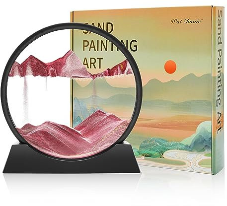 Wai Danie Sandbilder zum Drehen 3D Sandscape - die Sandkunst in Tiefsee,Fließende Sandmalerei Sandbild Geschenke Sanduhr Deko Aesthetic für Büro Wohnzimmer Dekoration Erwachsene (Caramel color, 12'')