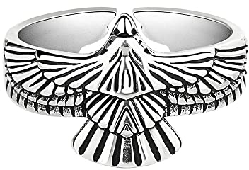 IMINI Adlerring, Vintage-Stil, Statement-Form, Feder, Falke, Falke, verstellbare offene Ringe, cooler Vogel, Hip-Hop, fliegender Adler, Knöchel, Mittelfinger-Schmuck, trendiger nordischer