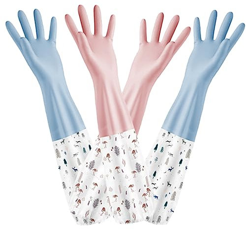 LALAFINA 2paires Gants De Nettoyage Étanches Gants De Ménage Longs Pour Vaisselle Et Lavage De Vêtements Confortables Et Pour Cuisine