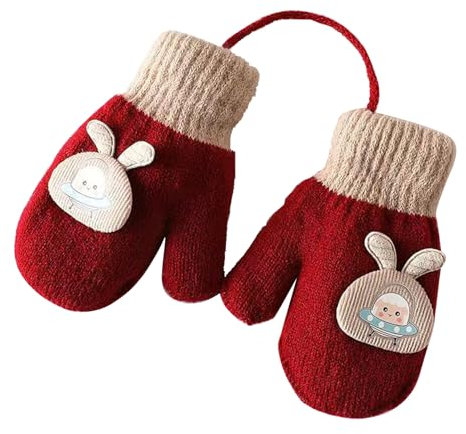 BNOYONERAS Baby Fäustling Handschuhe Kinder Winterhandschuhe Strickhandschuhe mit Plüsch Warme Handschuhe Kinder Handschuhe Winter Kinderhandschuhe Baby Fausthandschuh Mit Schnur 1-3 Jahre (No.5)