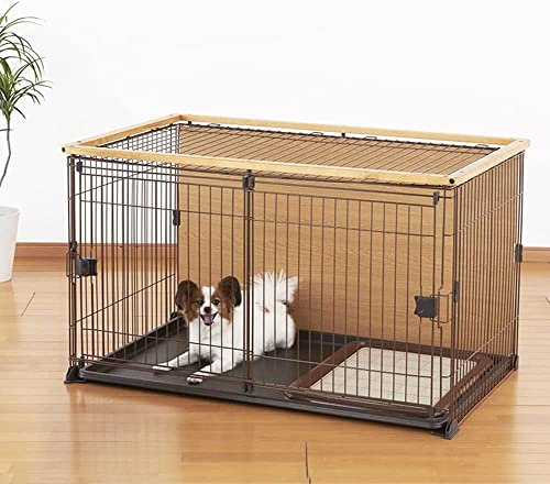 QIANMEI casa Perro Exterior Mesa De Interior Desmontable For Mascotas con Puerta Corrediza Doble, Casetas De Alambre Estilo Mueble con Bandeja Deslizante, For Perros Grandes Y Medianos