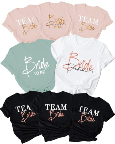 JGA T-Shirts für Braut & Bräutigam & Teams personaliiert, 100% Baumwolle, gedruckt in Deutschland