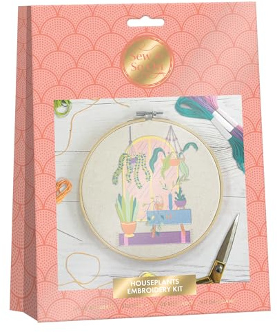 Sew and So On Premium Embroidery Kit, Houseplants, Kits for Adults & Cross Stitch Beginners, Gift Idea with Patterns, Crafting Set