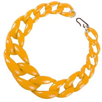 CLSSLVVBN Vintage Style Women S Jewelry Necklace Handmade Cuban Chain Collar Statement Piece Women Boho Chunky Acrylic Link Chain, Earth yellow