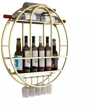 Casier à vin de comptoir Présentoir décoratif for la maison, Bar rond, casier à vin, verre à vin, en fer, support de rangement for salon Casier à vin de table de rangement ( Color : Gold , Size : 80*8