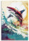 Meeresleben-Poster, wilder Megalodon, dekoratives Gemälde, Leinwand-Poster, 30 x 45 cm