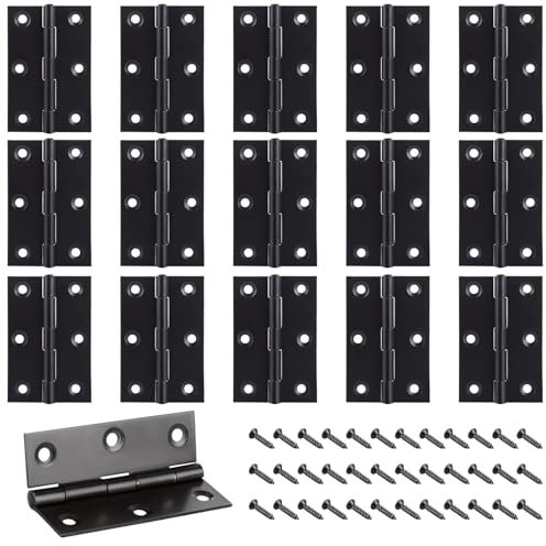 WOPPLXY 16 PCS Black Door Hinge, 3 Inch Stainless Steel Door Hinges Internal with Screws, Ball Bearing Hinges Heavy Duty Hinges for Internal Doors