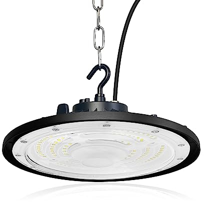 200W UFO LED Lámpara de Alta Bahía,Fosingut 20000LM Focos Led Interior Techo,6500K BlancaFría IP65 Impermeable Campana LED Industrial,High Bay lampara led techo para Fábrica,Garaje,Taller (1pcs)