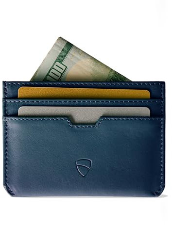 Vaultskin MOORGATE Slim Card Holder - Minimalist Leather Wallet, RFID Blocking Sleeve, Fits Front Pocket, for Men and Women (Royal Blue