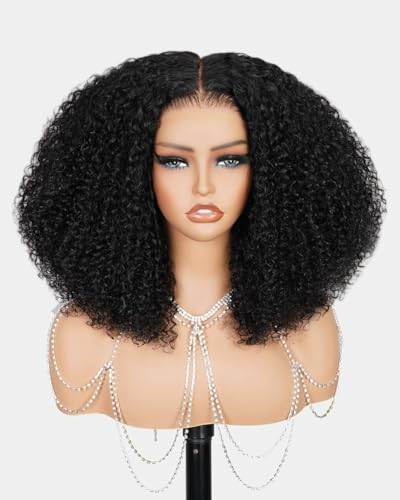 MegaLook 220% Perücke Damen Special Curly Wave Wigs Salon-Quality Ready to Go Glueless Wigs Human Hair 16 Inch