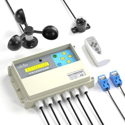 BINGOX Dual-Axis Solar Tracker Controller Kit - Auto Sun Tracking mit LCD, Windsensor & Fernbedienung - Boost Solar Panel Effizienz für Off-Grid, RV, Farm & DIY Systeme