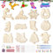 Pcuntslo 60Pcs Wooden Christmas Baubles, Hanging Christmas Tree Decorations Kit, DIY Christmas Crafts with Unfinished Wood Slices, Bells, Rhinestone Stickers, Colored Pigments