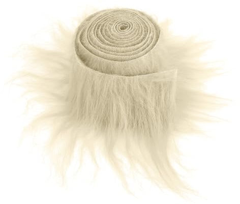 Plüsch Precut Strips Fellimitat 5 x 180 cm Kunstfell Basteln Meterware Fell Stoff Flauschiges Plüsch Bastelfell für Zwergenbart Weihnachtsmann Haar Wichtel Cosplay DIY Basteldekoration (Beige)