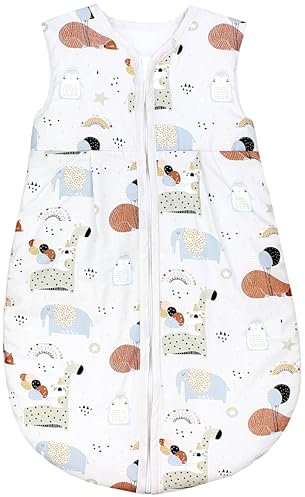 TupTam Schlafsack Baby - Wärmender Ganzjahresschlafsack 2.5 TOG, OEKO-TEX, Ärmellos, Farbe: Partytiere Luftballons, Größe: 104-110