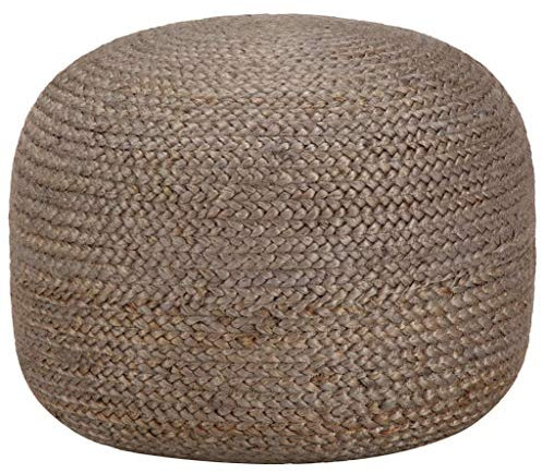 LAPOOH Handgefertigter Sitzpuff, Pouf, Pouf Sitzkissen, Sitzhocker, Ottoman Puff, Hellgrau 45 x 30 cm Jute