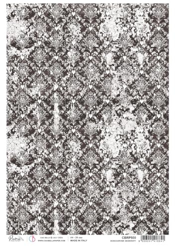 Paris, schwarz, weiß, Damaskus - 50x70cm, 35x50cm - Bastelseide, Dekopapier, Collagenpapier, Scrapbooking, Mixed Media Art, Papierbasteln