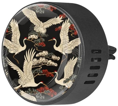 VAPOKF 2 PCS Vent Clips Car Air Freshener with Pine Tree Flying Crane Prints, Aromatherapy Essential Oil Diffuser