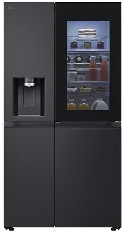 LG GSXE91EVAD Side by Side Kühlschrank und Gefrierfach mit InstaView, Klasse D, 628 Liter Kapazität, Wassertank, Essence Matte Black