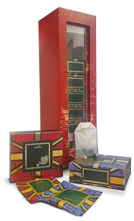 Charbrew Red Tea Stack British Themed Union Jack 8 Box Tea Stack Assortment Gift Box – 40 Individually Wrapped Teabags 8 Mix Blends Including Classic & Herbal/Fruit