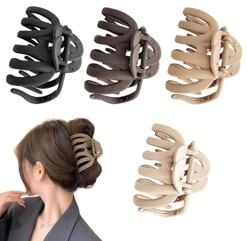 Parthan 4 Stück Haarklammern Groß, Rutschfeste XL Haarklammern für dickes Haar, Übergroße Klauenclips, Haarstyling Zubehör für Damen