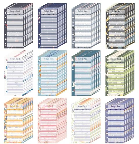 A6 Budget Planner,72 PCS Budget Blätter A6 Nachfüll Inlays Spar Challenge Budgetplaner 6 Löcher Budget Binder Planner Zubehör Nachfüllpapier für Binder Notebook 6 Holes Budget Card