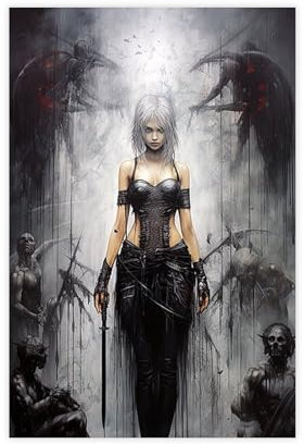 LIPOYE Gotische Fantasy Wandkunst Luis Royo Geïnspireerde Druck Leinwand Poster Schlafzimmer Dekor Landschaft Büro Zimmer Dekor Geschenk 30 x 45 cm