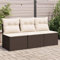 Myheimly Gartensofa mit Kissen 3-Sitzer Braun Poly Rattan 3X Mittelteil Braun