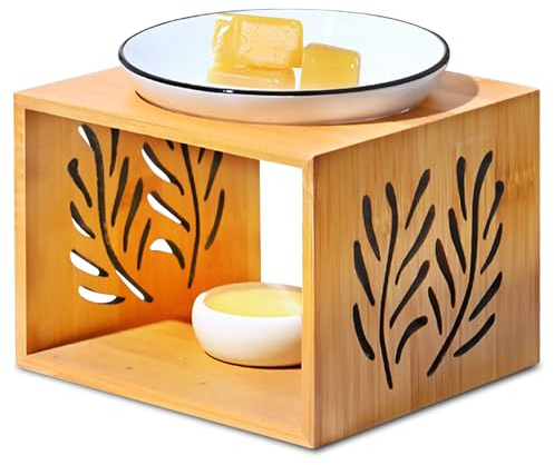 PORFOYO Duftlampe für ätherische Öle, Duftlampe Wachs mit Teelicht, Duftöl Lampe, Stövchen für Duftöle, Duftlampen, Duftwachs Lampe, Keramik Duftöllampe, Aromalampe für Zuhause