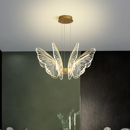 BININBOX Schmetterlingsflügel Kronleuchter Hängend Modern LED Pendelleuchte Dimmbar mit Fernbedienung für Esszimmer Schlafzimmer 36W