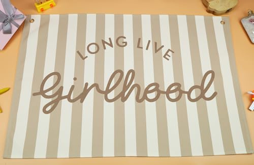 Nursery Banner Wall Decor-Boho Hanging Banner Pennant Poster Flags-for Baby Boy Girl Room Home Playroom Classroom-Baby Present Shower Birthday Christmas-Long Live girlhood-28.5x20 Inches