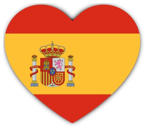 Adhesivo: 300 mm, 1 unidad - Adhesivo de corazón Bandera de España Vinilo 300 mm (30 cm) gran tamaño para coche, portátil, ventana, decoración, motivo nacional