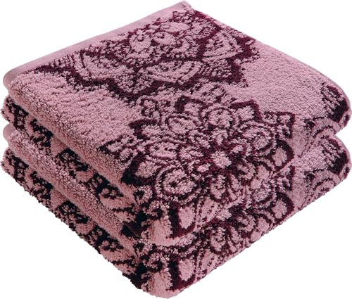 Erwin Müller Duschtuch Mandala 2er-Pack Altrosa/Beere Größe 70x140 cm - besonders flauschig, voluminös, äußerst saugfähig