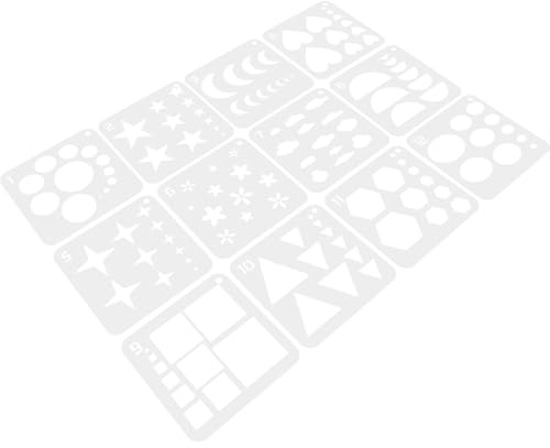 TEHAUX 12 Geometrische Schablonenbögen Satz Unregelmäßige Blumen und Sternvorlagen aus Robustem Kunststoff Wiederverwendbar für Kinder Kreativprojekte Bastel