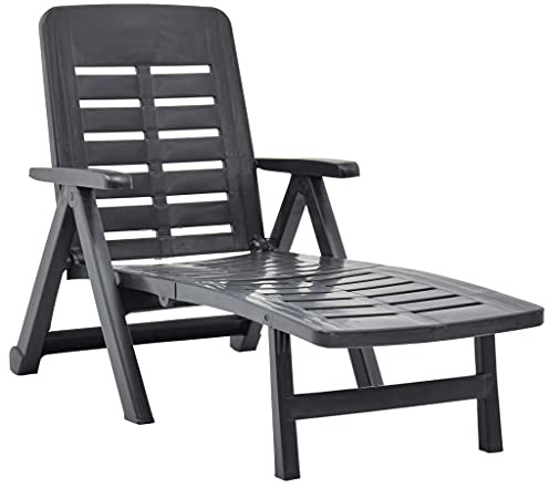 Teenpull Klappliege Kunststoff Anthrazit, wetterbeständig, 72x189x96 cm, faltbar für Garten, Terrasse & Pool, bequemer Zero Gravity Lounge Chair, kein Aufbau