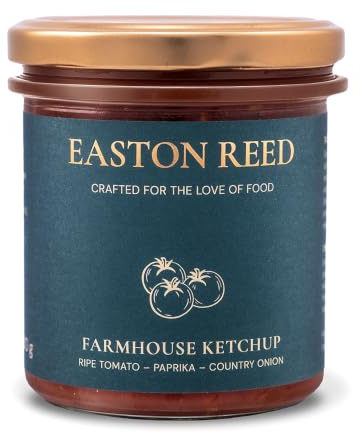 Easton Reed Farmhouse Ketchup, Feinkost BBQ-Sauce | Rustikaler, stückiger Tomatenketchup verfeinert mit Paprika und Zwiebeln. Herzhafte Gourmetsauce für Burger und Grillgut