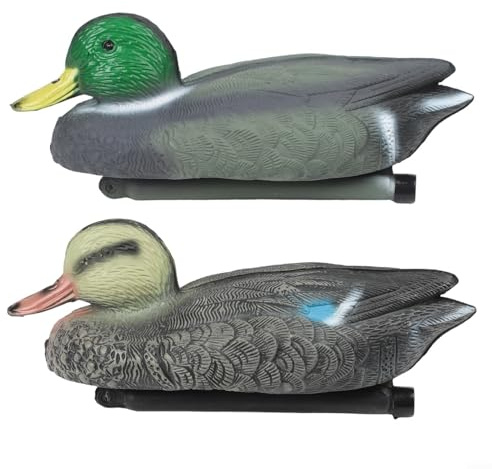 Realistische schwimmende Stockente Lockvögel Set - 2er-Pack PE Gartenteich Dekoration für Outdoor Wildlife Anziehung & Rasen Ästhetik