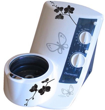 Aufkleber für Vorwerk Thermomix TM21 Orchidee NC & Schmetterlinge sw/si