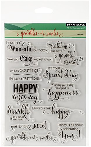 Penny Black Rubber Clear Stamps 5-inch x 6.5-inch Sheet-Sprinkles and Smiles