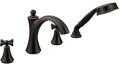Moen T658ORB Wynford Two-Handle Diverter Roman Tub Faucet Includes Hand Shower Trim Only, Oil Rubbed Bronze