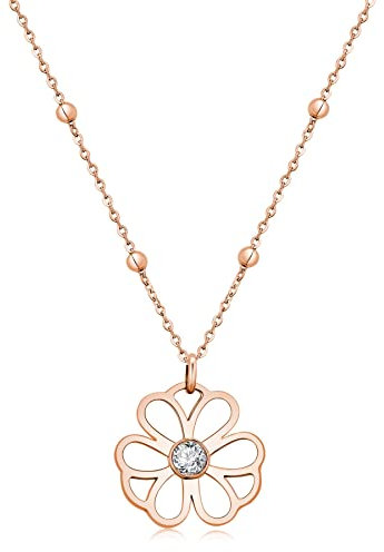 Brosway Collana Donna in Acciaio e Cristalli con Simbolo Fiore | Collezione Ikebana - BKE04