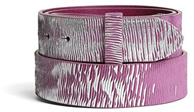 VaModa Wechselgürtel 4cm Belt Jeansgürtel 40 mm | Ledergürtel für Damen Herren 4,0 cm | Metallic Optik | Modell 'Heavy Metall' | ohne Schließe | Farbe pink silber