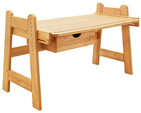 BioKinder Kinderschreibtisch Jugendschreibtisch Leon Erle höhenverstellbar & neigbar Schreibtischschublade 130 x 76 x 50-75 cm