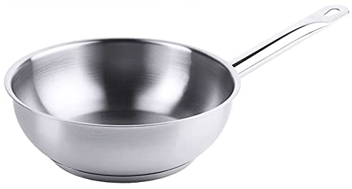 Contacto Sauteuse Edelstahl 18/10 Ø20 cm mit Rohrgriff & Schüttrand, induktionsgeeignet, Kapselboden, Kochtopf ohne Deckel